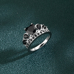 Natural Black Spinel Ring 925 Sterling Silver Heart Shape Love Jewelry Gift