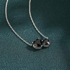 Natual Black Spinel Necklace 925 Sterling Sliver Heart Shape Wedding Gift Jewelry