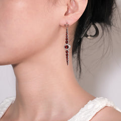 Natual Red Garnet Earring S925 Sterling Sliver Dangle Earrings January Birthstone Gemstone Jewelry
