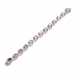 Natual Amethyst Bracelet Tennis Pink Amethyst Bracelet S925 Sterling Sliver Birthstone Jewelry Gift